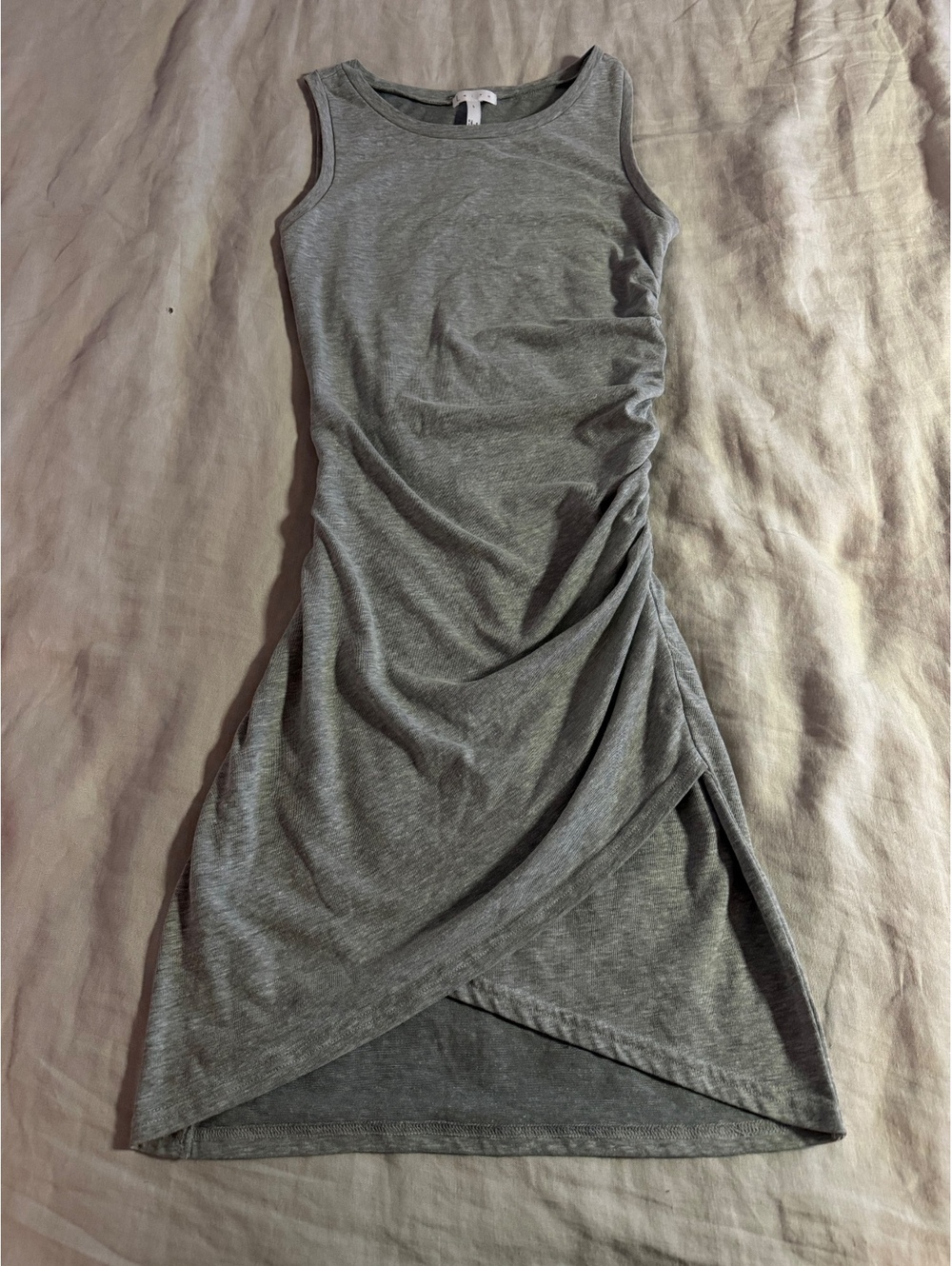 gray ruched sleeveless dress by leith